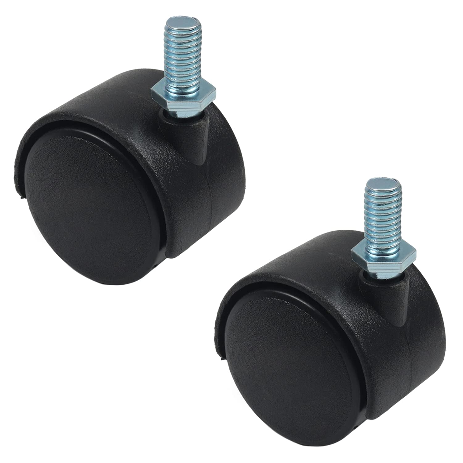 MroMax 1.25 Inch Swivel Castor Wheels 360 Degree Threaded Stem Caster Wheel, M8 x 15mm Black Tone 10pcs