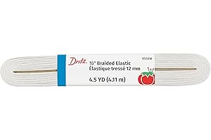 Dritz 9532W Braided Elastic, White, 4.5 yd x 1/2"
