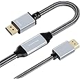 BolAAzuL 6.6ft HDMI to DisplayPort Adapter Cable 4K 60Hz, USB Powered HDMI Male Input to DP Male Output for Xbox Series X, PS5, PS4 Pro