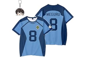 SODAMEOW Blue Lock Jersey Rin Nagi Blue Lock Shirt Anime Costume Bachira Cosplay Shido Casual Manga T-Shirt