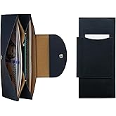 carrotez All-in-One Long Bifold 2-Tier PU Leather Wallet for Women, Money Organizer for Travel, Budgeting, Cash Envelope Wallet for Carrying Cash, Credit Cards & Business Cards - Indigo