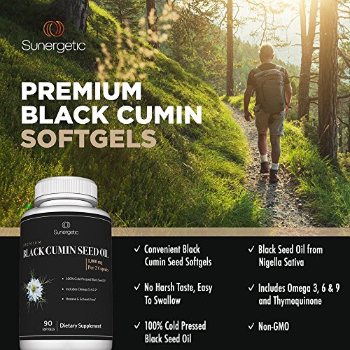 Premium Black Cumin Seed Oil Softgels – 1,000mg of Black Seed Oil Per Serving – Non GMO Cold Pressed Nigella Sativa – Includes Thymoquinone & Omega’s - 90 Softgels - Thumbnail 3