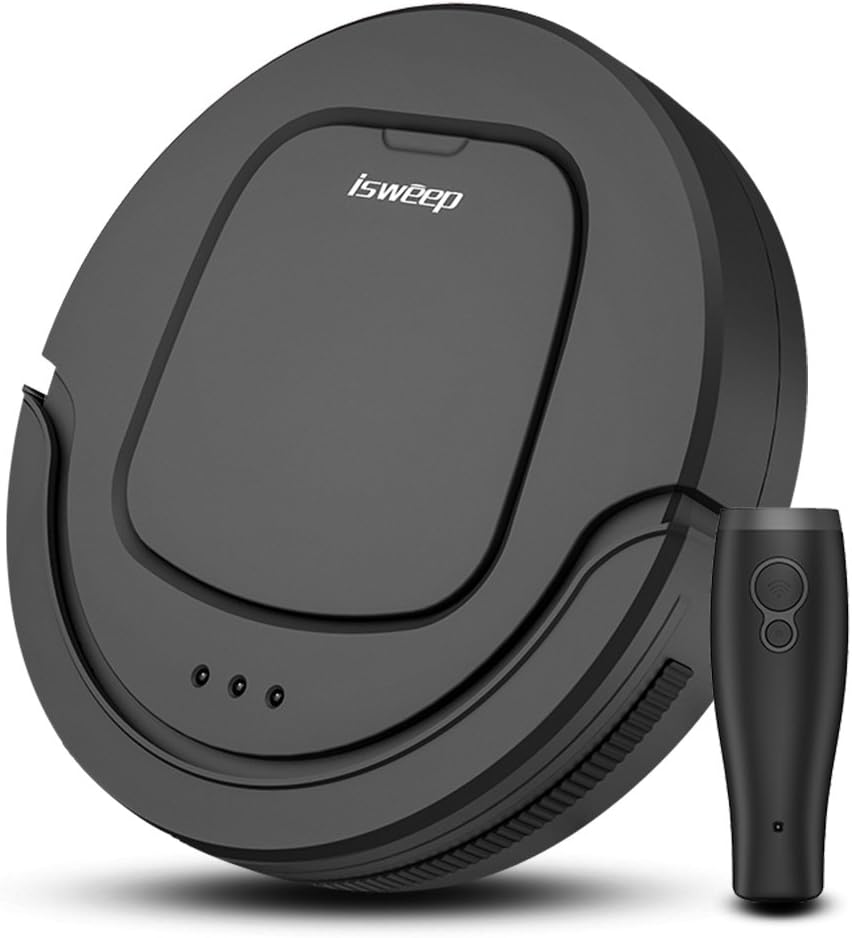 Robotic Vacuum Cleaner, High Suction, Self-Charging Floor Cleaning Robot for Pet Fur and Allergies, with Dry Mop, Drop-Sensing, Water Tank, Design for Hard Floor and Thin Carpet, Black