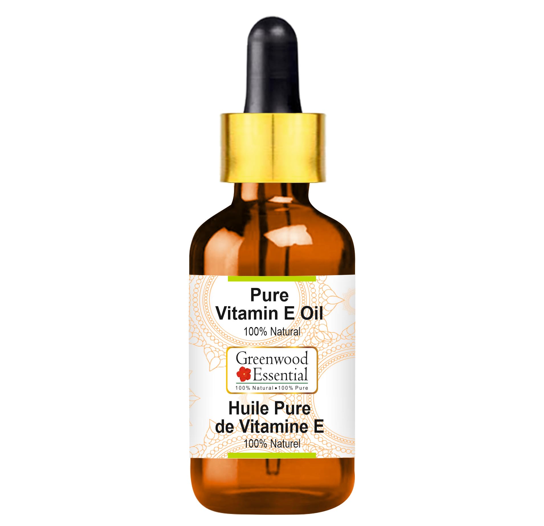 Greenwood Essential Pure Vitamin E Oilwith Glass Dropper Natural Therapeutic Grade 15ml (0.50 oz)
