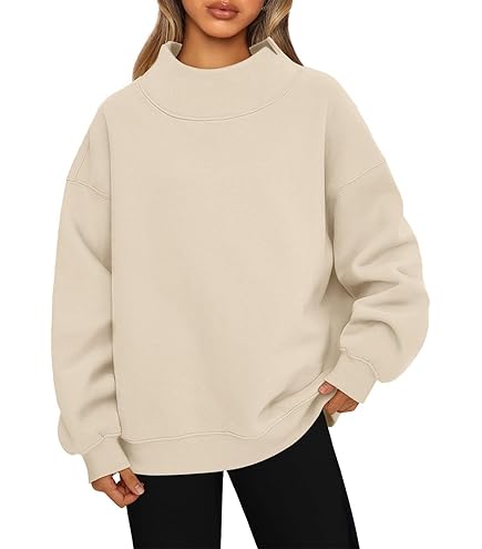 Amazon.com : Women's Oversized Mock Neck Sweatshirt, Mock