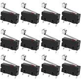 Micro Limit Switch, 12 Pcs Momentary Limit Switch SPDT 1NO 1NC, 3 Pin Micro Switch with Lever AC 5A 125V 250V