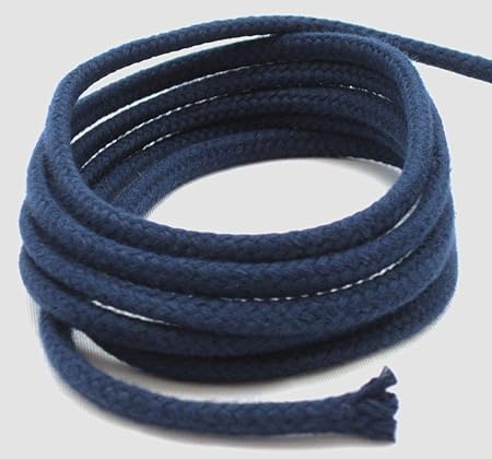 Baumwollkordel 6mm, geflochtene Kordel, Hoodie, Meterware, 1meter, nähen (Light-Marine)