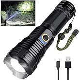 BengMxj Rechargeable LED Flashlights High Lumens Tactical Flashlight with Zoomable Super Bright Waterproof Flashlights for Em