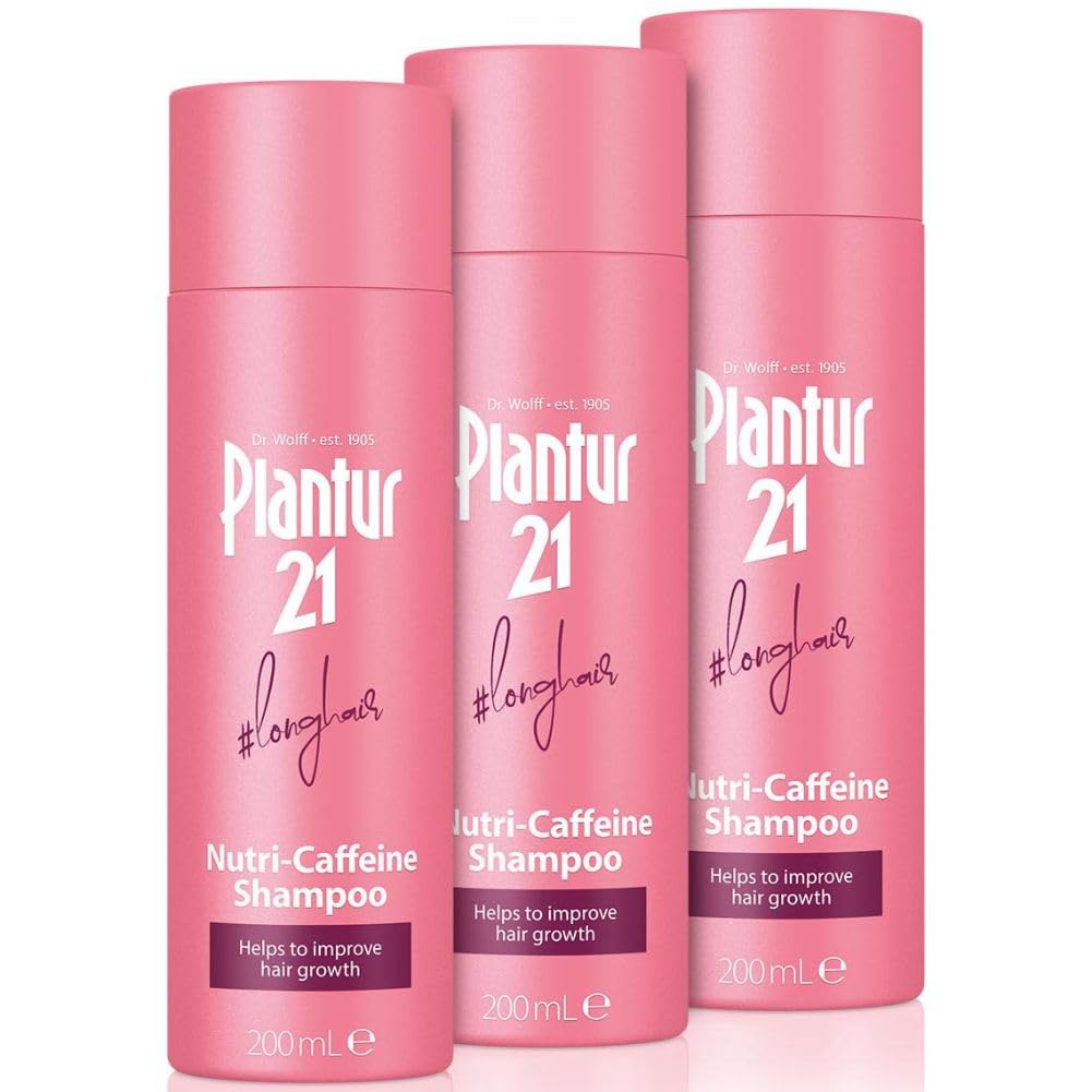 Plantur 21 Longhair Caffeine Shampoo for Long, Brilliant Hair - 3x 200ml | Women's Shampoo for Hair Growth & Repair | No Silicones, Parabens | Energy Kick for Hair Roots
