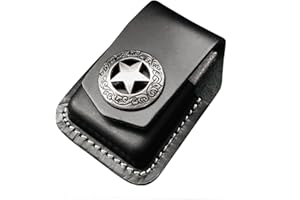 HEILUXE Leather Lighter Case, Flip top Leather Lighter Pouch, Holder Case with Pocket Belt Loop,Handmade