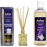 Aroma Galaxy Lavender Reed Diffuser Set, 7.7 Oz (1 Oz + 6.7 Oz) Set with Refill Pack Scented Diffuser with 6 Sticks Home Fragrance Reed Diffuser for Bathroom Shelf Decor