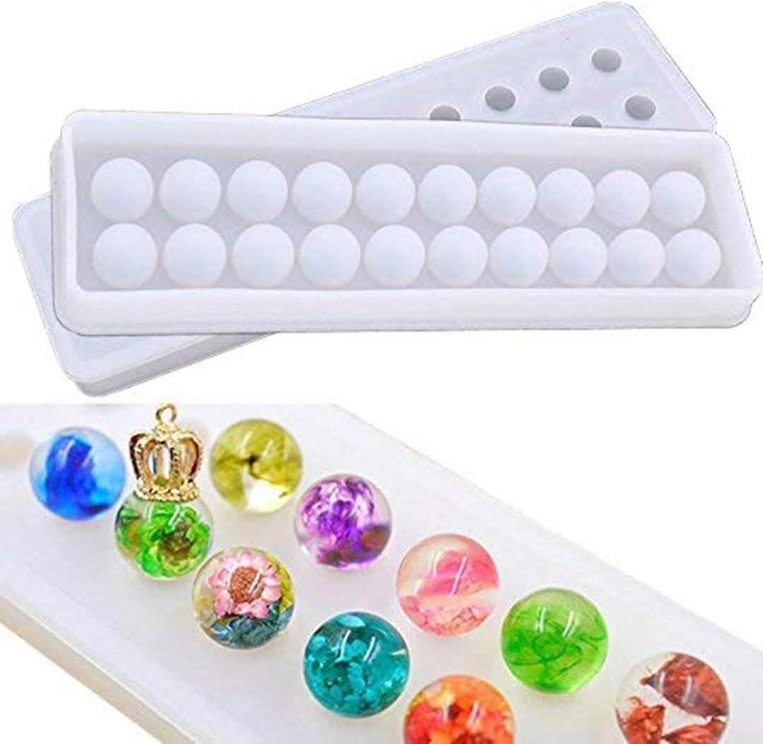 Silicone Beads Pendant Mold Mould Casting Resin for Necklace Bracelet Jewelry Making Craft DIY, White, Default