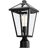 Luminzone Outdoor Post Lights Fixtures, Lamp Post Light Fixture Black Finish, Waterproof and Anti-Rust Aluminum Pillar Outsid