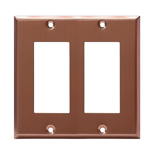 ENERLITES Double Decorator Switch Metal Wall Plate, Stainless Steel Dual Outlet Cover, Corrosion Resistant, Standard Size 2-Gang 4.50" x 4.57", Stainless Steel 201, 7732-BRG, Brushed Rose Gold