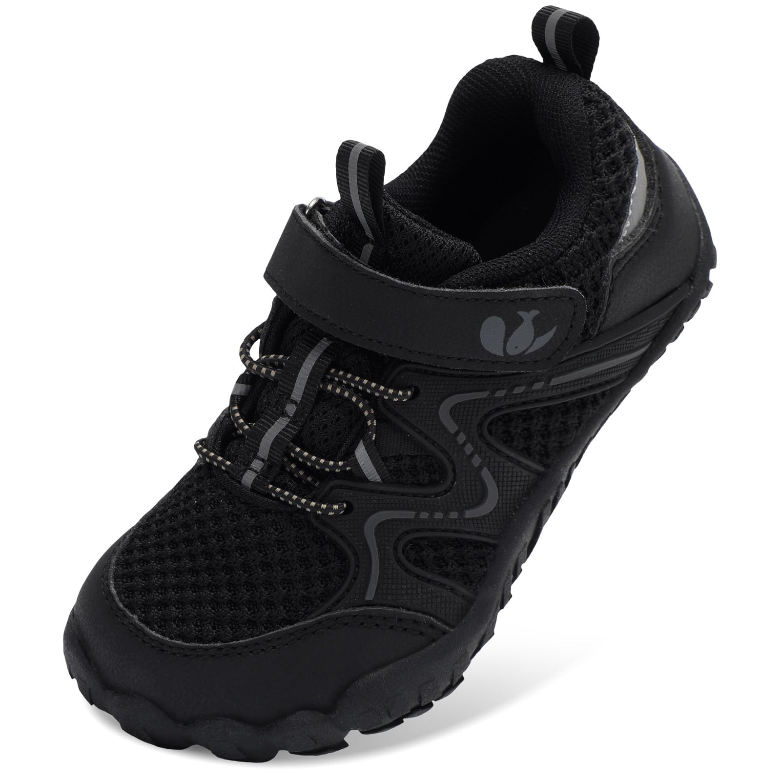 Photo 1 of FEETCITY Kids Shoes Boys Girls Barefoot Shoe Wide Toddler Shoes Non-Slip Zero Drop Minimalist Sneakers Kids Tennis Hiking Shoe Black