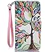 Compatible with iPhone 7 Plus Case,iPhone 8 Plus Wallet Case,JanCalm [Wrist Strap][Kickstand][Card/Cash Slots] Pattern Premium PU Leather Flip Cover for iPhone 7/8 Plus (5.5 Inch) (Tree)