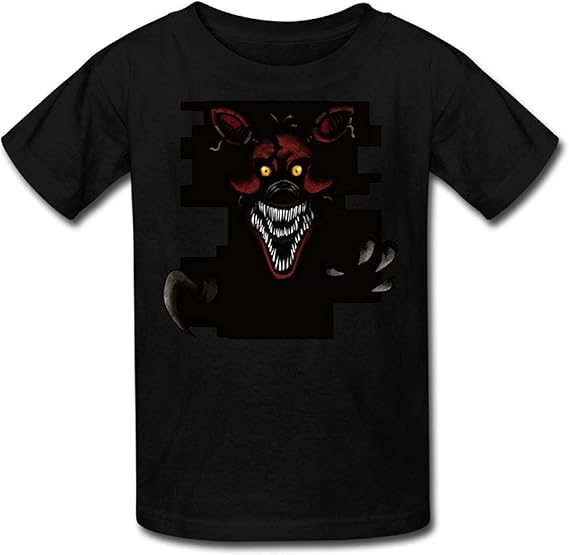 Amazon ファイブナイツアットフレディのfeaf4ナイトメアフォクシーカジュアルティーンユニセックスボーイズブラックtシャツ Tシャツ カットソー 通販