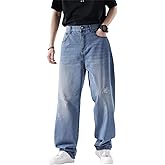 LUOBANIU Men's Baggy Jeans Loose Fit with 5 Pockets Stretch Ripped Denim Pants Relaxed Hip Hop Streetwear Y2K Vintage