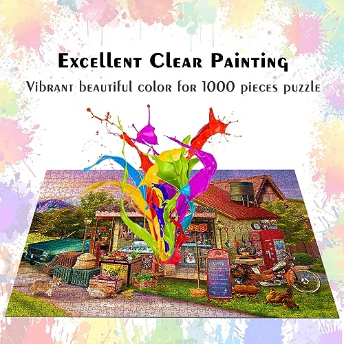 HUADADA Jigsaw Puzzles for Adults 1000 Pieces, Country Store Interlock Perfectly Letter on Back No Dust, Home Decor Birthday Party Gift Toy for Men Women Olders Seniors (27.5x19.6), 1:1 Poster