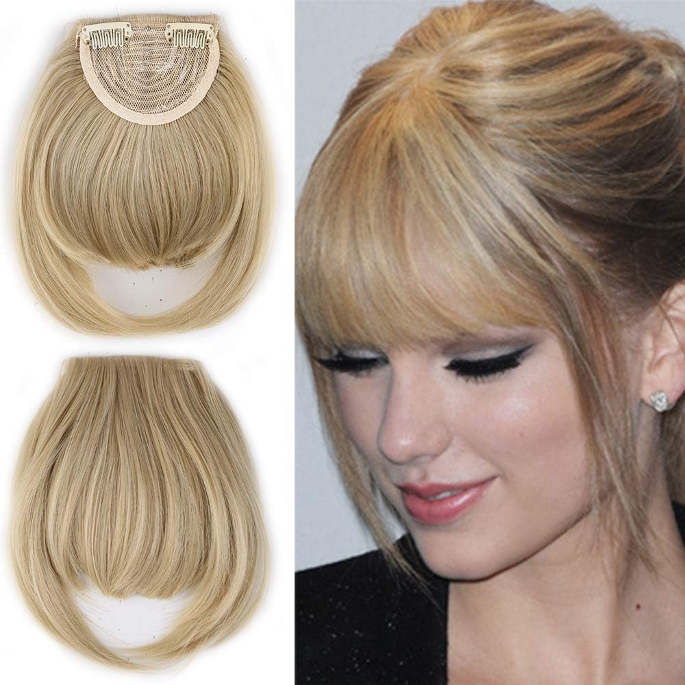 8" Straight Hair Clip in Bangs Front Fringe Extension 100 Invisible Natural One Piece Hair