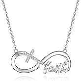 AXOMY Faith Necklace for Women 925 Sterling Silver Infinity Pendant Cross Necklace Jewelry Gift for Mom Wife