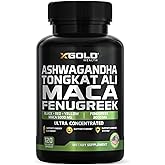 Ashwagandha 5000mg + Tongkat Ali 1000mg + Maca Root 5000mg + Fenugreek 3000mg Supplement | Black + Red + Yellow Maca Root Extract & Fenugreek Herbal Supplements for Men & Women - Made in USA