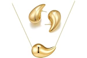 VULETO Drop Necklace Dupes Teardrop Dainty 14k Gold Plated Water Drop Hypoallergenic Pendant Necklace for Women