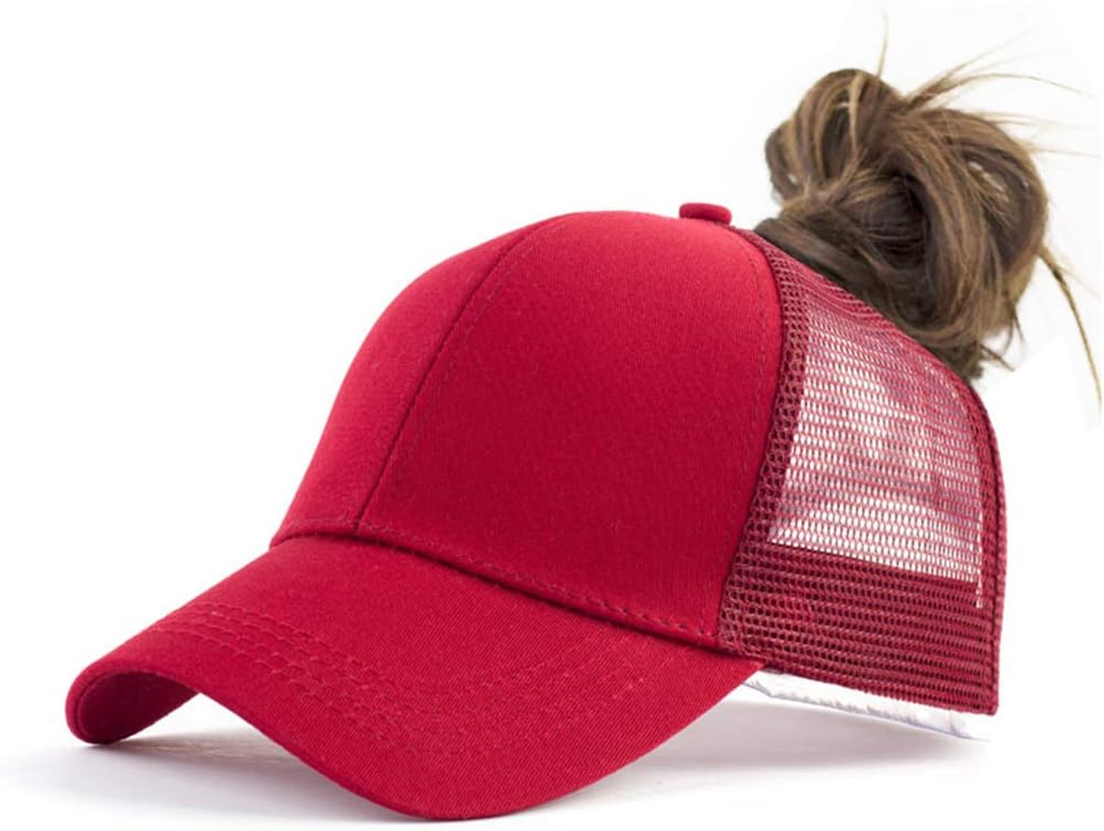 Backless Ponytail Hats Pony tail Caps Baseball for Women Black Cotton Natural Hair Visor
