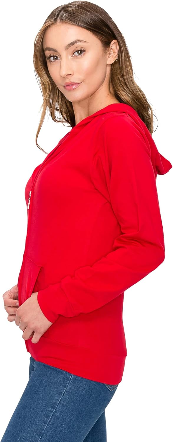 Women's Full Zip Hoodie Jacket - Slim Fit Lightweight Long Sleeve Hooded Zip Up Sweatshirt Athletic Workout: Clothing