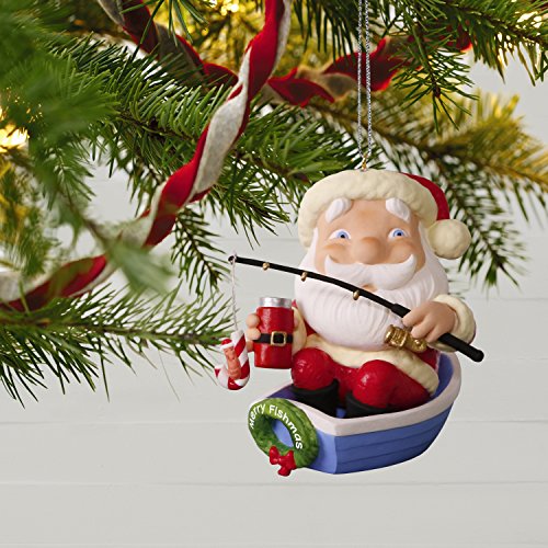 Hallmark Keepsake 2017 Merry Fishmas Santa Fishing Christmas Ornament
