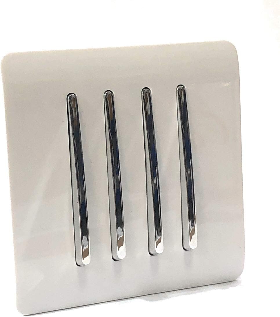 Trendi 4 Gang 2 Way Artistic Modern Glossy 10 Amp Rocker Tactile Light Switch White ART-SS8WH - Image 3