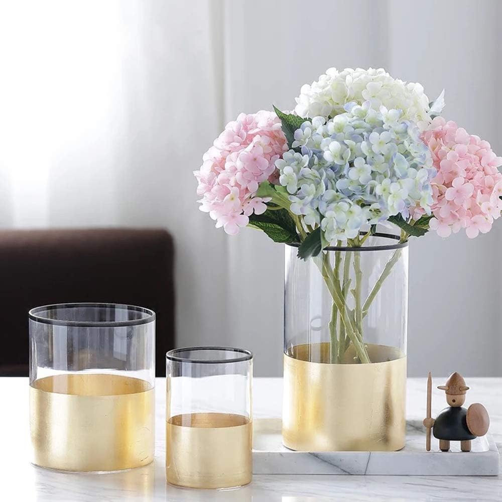 cyl home Hurricane Candleholders Clear Glass with Golden Decor Black Rim Dining Table Centerpieces Vases Gifts for Wedding Housewarming Holiday Christmas Party，7'' Height.: Home & Kitchen