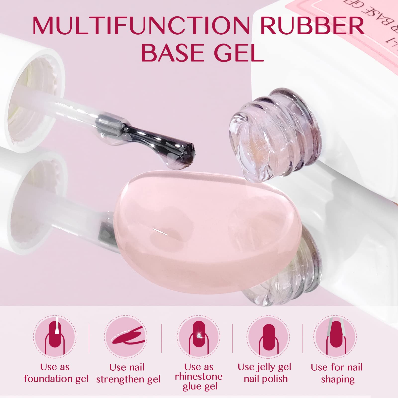 Saviland Builder Gels Nail Kit - 60g Nude Pink Nail Extension Gel Set Nail Strengthen Hard Gel Nail Art Manicure Set with 10pcs Acrylic Nail Brush & 100pcs Nail Forms for Beginners - Image 5