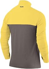 TCA Fusion Long Sleeve Running Top Men 1/4 Zip Castlerock Grey Sonic Yellow M view 4