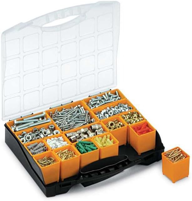 arroweld Terry Bins Organizer Briefcase Organizer Plastic Black Base Clear Lid Double Closure 16 Removable Trays Storage Box Carry Handle