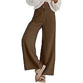 Sidefeel Corduroy Pants for Women 2025 Casual High Waisted Double Buttoned Stretchy Loose Fit Wide Leg Pants with Pockets