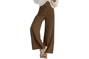 Sidefeel Corduroy Pants for Women 2025 Casual High Waisted Double Buttoned Stretchy Loose Fit Wide Leg Pants with Pockets