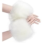 WATAME Women Faux Fur Wrist Cuffs Winter Short Fuzzy Arm Warmers Plush Fluffy Wristbandsr and Ankle Warmer