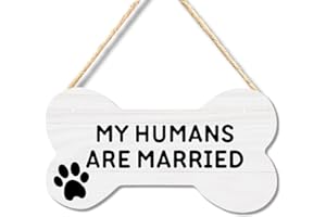Ryeolo Wedding Signs, Engagement Signs, My Humans are Married Dog Wooden Plaque Signs Wall Hanging, Engagement Party Decorations, Bridal Shower Gifts, 10.2x7.8 Inches