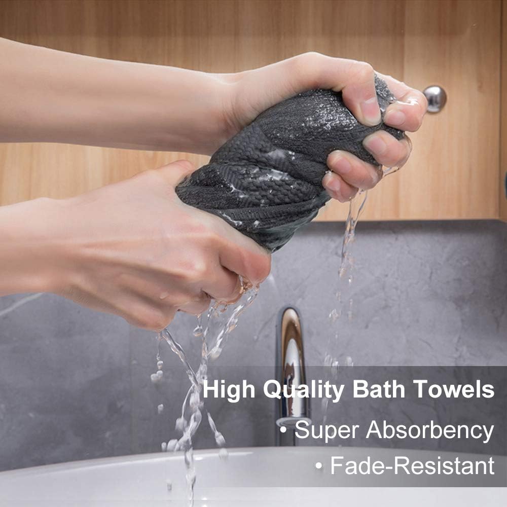 Wonwo 100% Cotton Towel Sets, 600 GSM Luxury Bath Towels 6 Piece Set - 2 Bath Towels, 2 Hand Towels, and 2 Washcloths - Blue Grey: Home & Kitchen