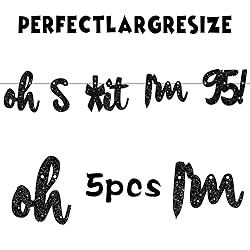 Oh I’m 95! Banner Backdrop Glitter Black Hallo