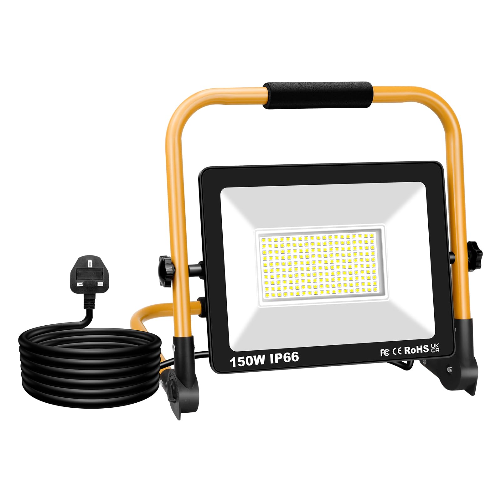 RIGIDON 150W Portable LED Work Light with 3M Cord, 15000LM Job Site Light, 6000K IP66 Waterproof Outdoor Indoor Floodlight for Workshop Garage Construction