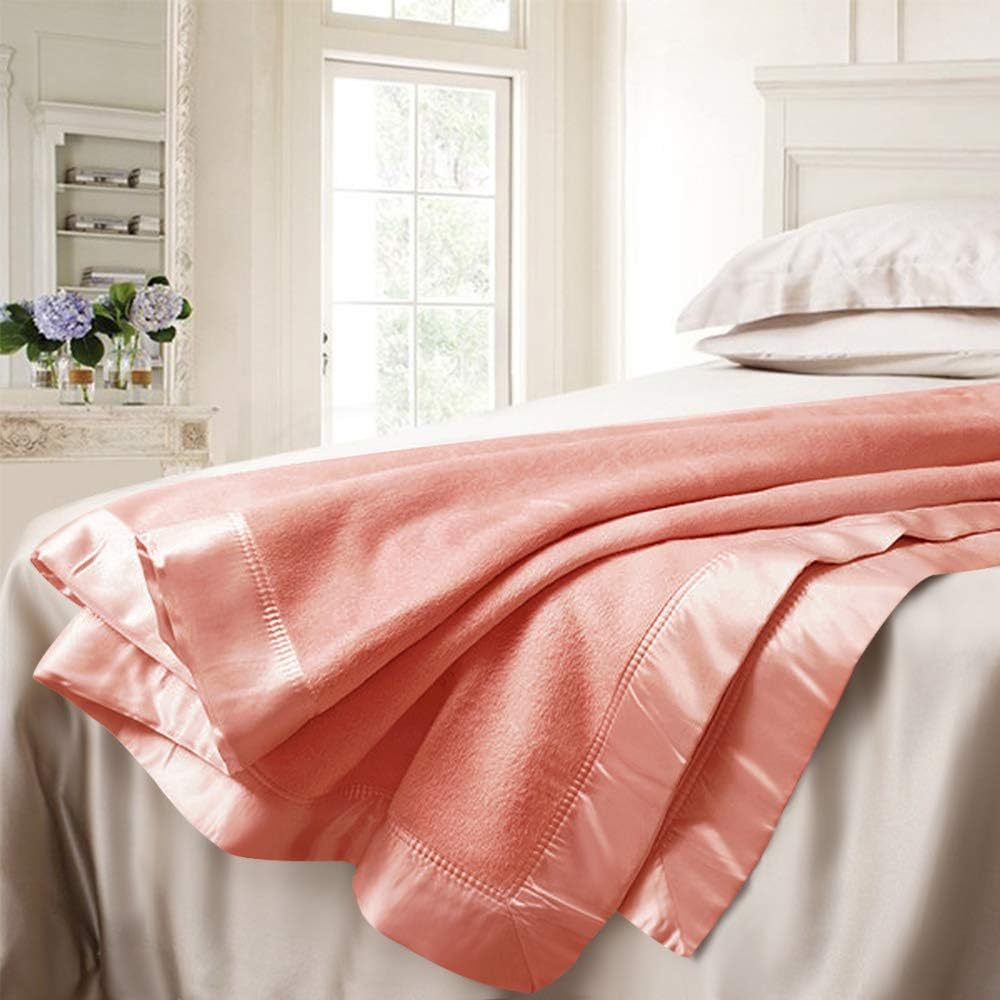 ElleSilk Mulberry Silk Blanket, Silk Bed Blanket, Premium Quality Long Strand Mulberry Silk, Sumptuously Soft, Rose Pink Color, 71 x 87 Inches, Queen Size