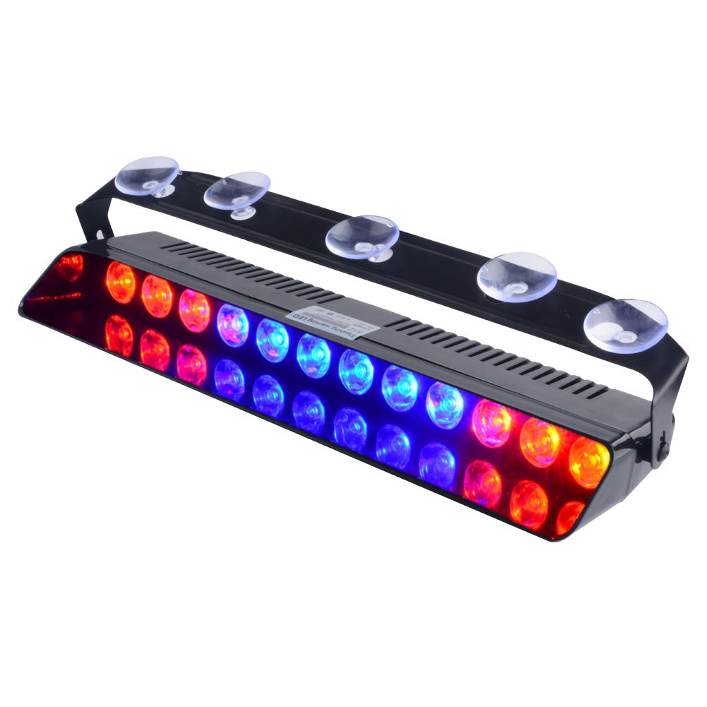WOWTOU Emergency Strobe Dash Light Red Blue Red 16W 12 LED with 16 Flash Patterns for Police Hazard Warning Cars POV Traffic Advisors