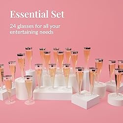 Prestee Set of 24 Silver Glitter Plastic Champagne