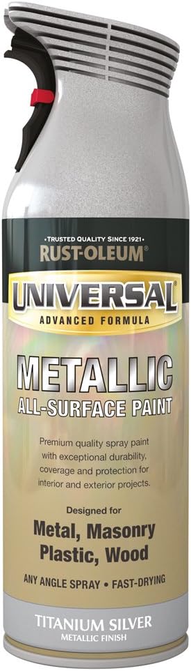 Rust-Oleum 400ml Universal Metallic Spray Paint - Titanium Silver, 400 ml (Pack of 1)