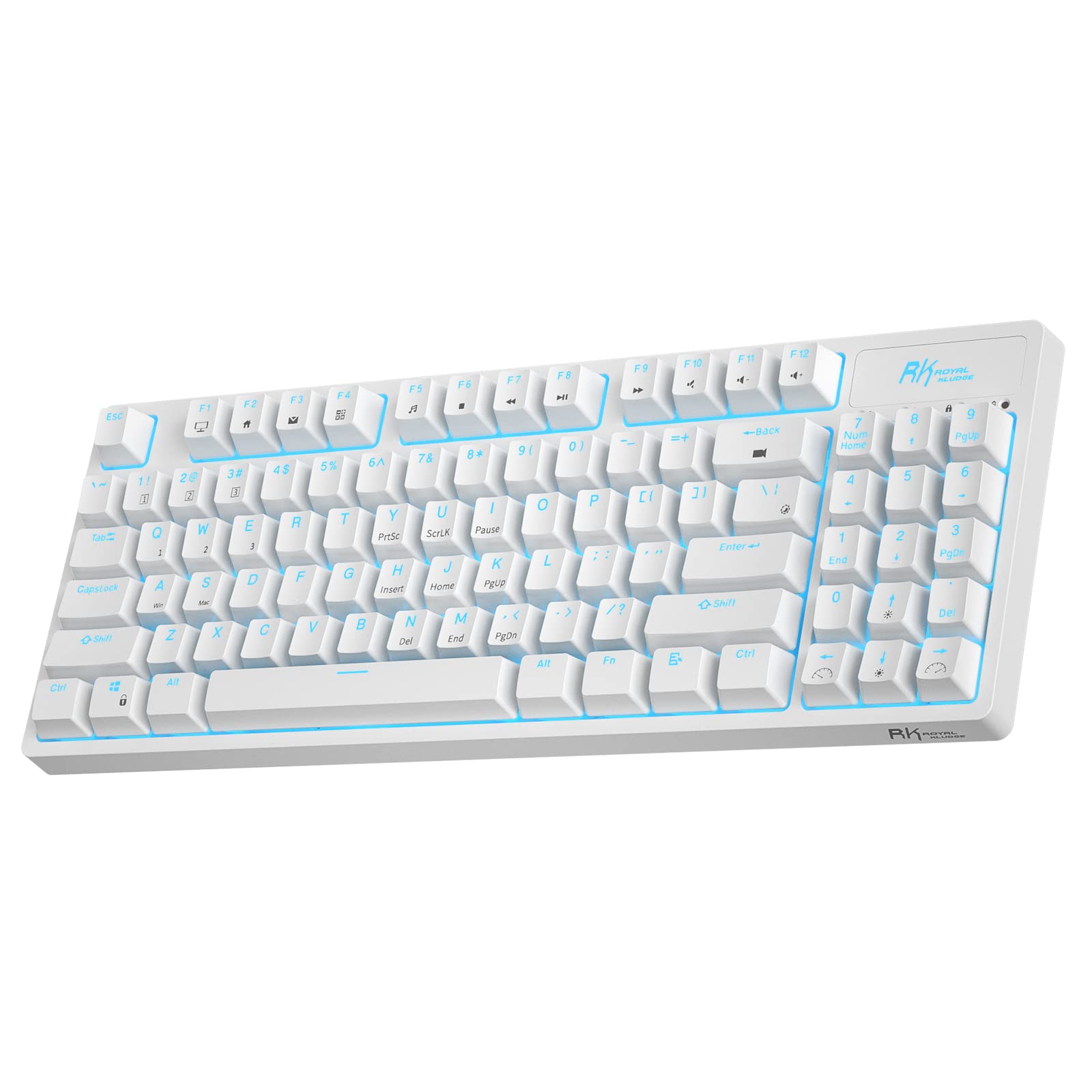 RK ROYAL KLUDGE RK89 85% Triple Mode BT5.0/2.4G/USB-C Hot Swappable Mechanical Keyboard, 89 Keys Compact Mechanical Keyboard with Detachable Frame & Software (Hot-Swappable Brown Switch, White)