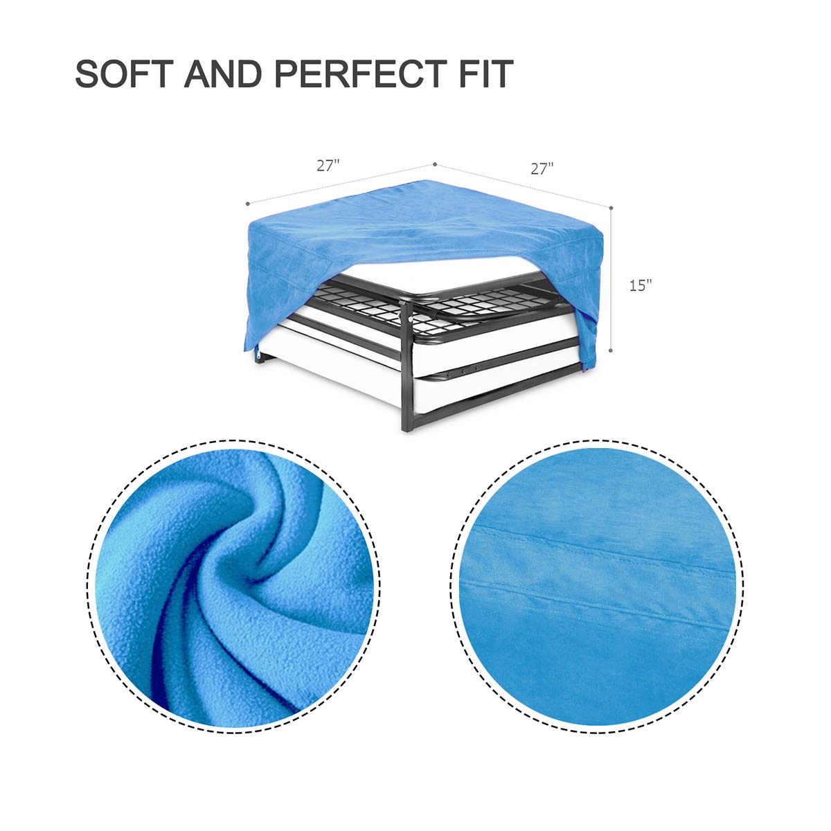 NOVA_FURNITURE Ottoman Slipcover, Sofa Slipcovers, Protector Covers, Microfiber,Blue