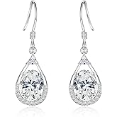 Moissanite Drop Earrings for Women - 925 Sterling Silver 3CT 8 * 6mm Teardrop Dangle Earrings Moissanite Earrings Jewelry Gifts for Wife