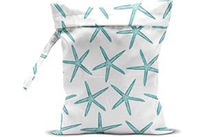 zcyxuuw Wet Dry Bag for Swimsuit, Travel, Beach, Pool, Diapers, Dirty Yoga Gym Clothes, Makeup, Waterproof Reusable Beach Bag with Ocean Decor Starfish Sea Horse Anchor